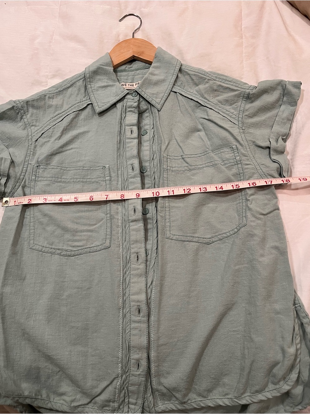 Free People Relaxed Short-Sleeve Button-Down Shirt in Mint - Picture 6 of 11